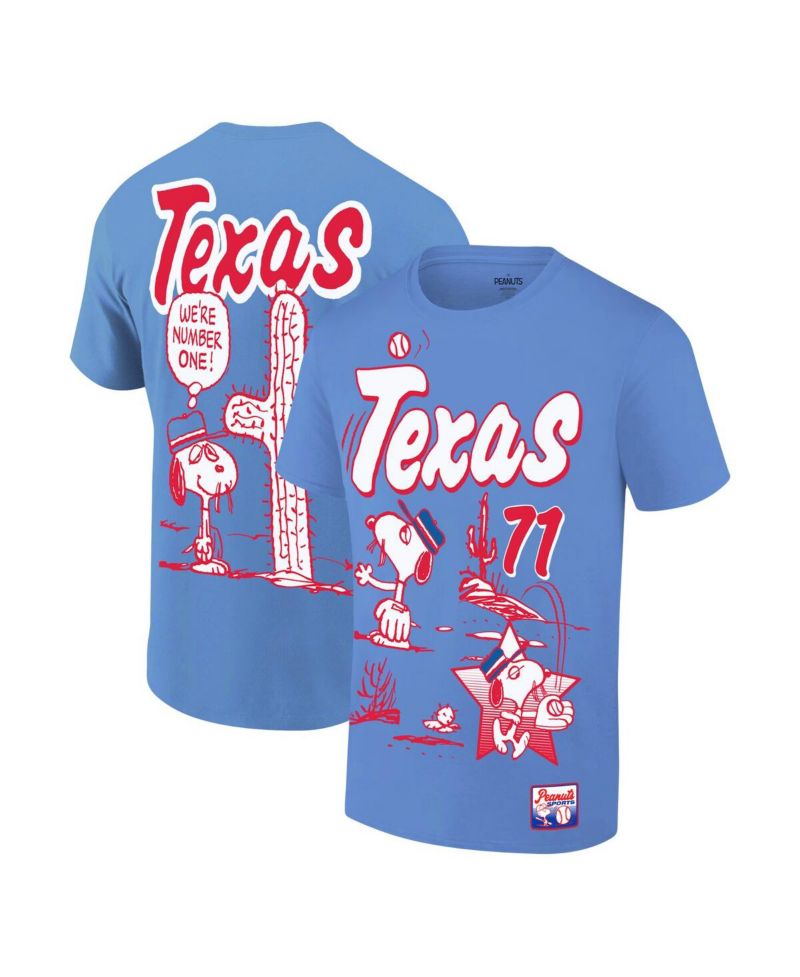 Men's Royal Peanuts Texas Baseball T-Shirt