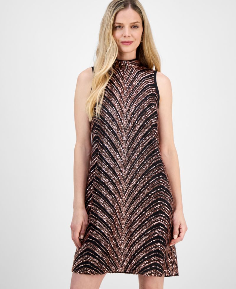 Petite Sequin Bow-Back Sleeveless Shift Dress