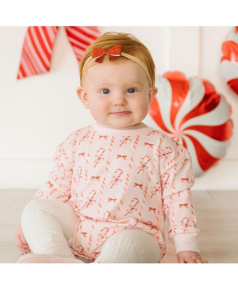 Baby Girls Candy Cane Lane Christmas Long Sleeve Romper