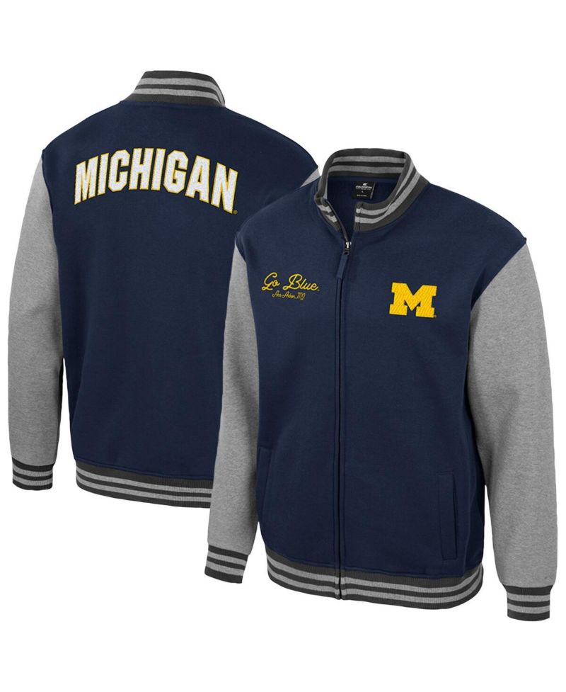 Men's Navy Michigan Wolverines Ambi-Turner Full-Zip Varsity Jacket