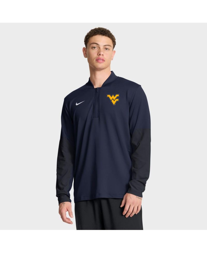 Men's Navy West Virginia Mountaineers One Goal Performance Half-Zip Pullover Sweatshirt