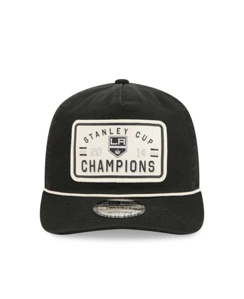 Men's Black Los Angeles Kings Throwback Stanley Cup Champions Side Patch 19TWENTY Adjustable Hat