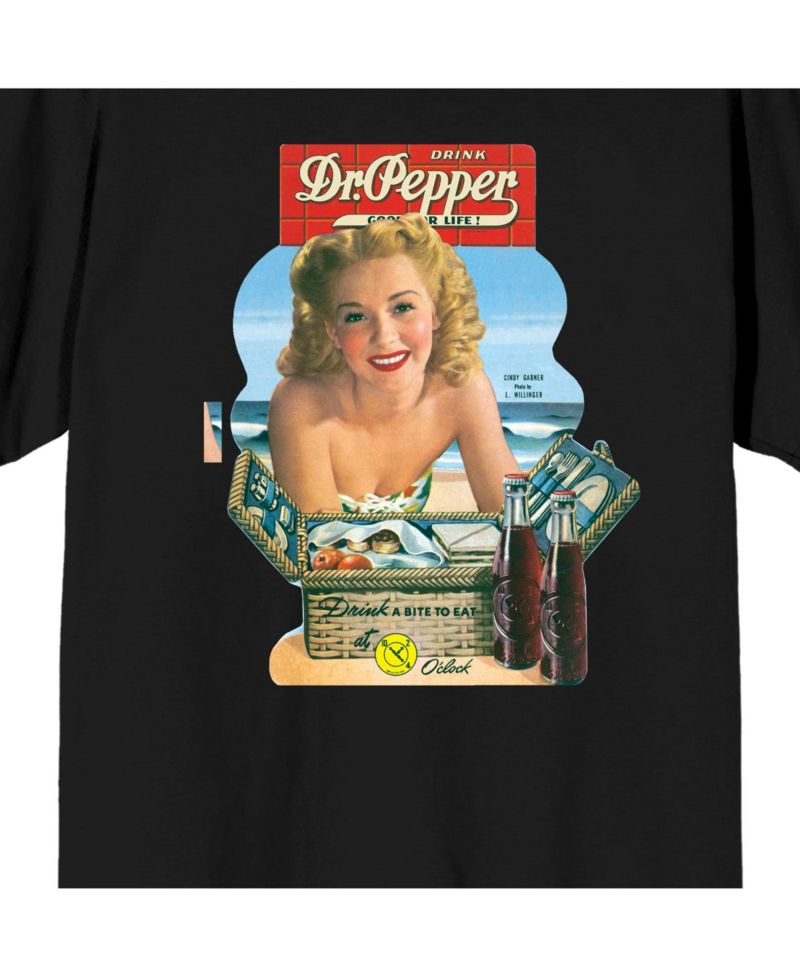 Men's Dr Pepper Vintage Advertisement Black Short Sleeve Tee-Small