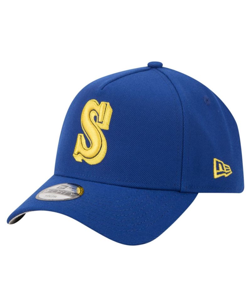 Big Boys and Girls Royal Seattle Mariners Cooperstown Logo 9FORTY A-Frame Adjustable Hat