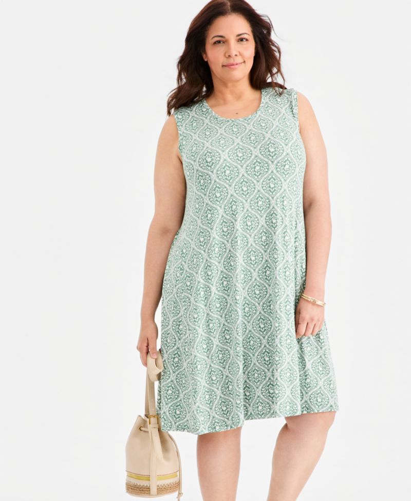 Petite Printed Sleeveless Knit Dress