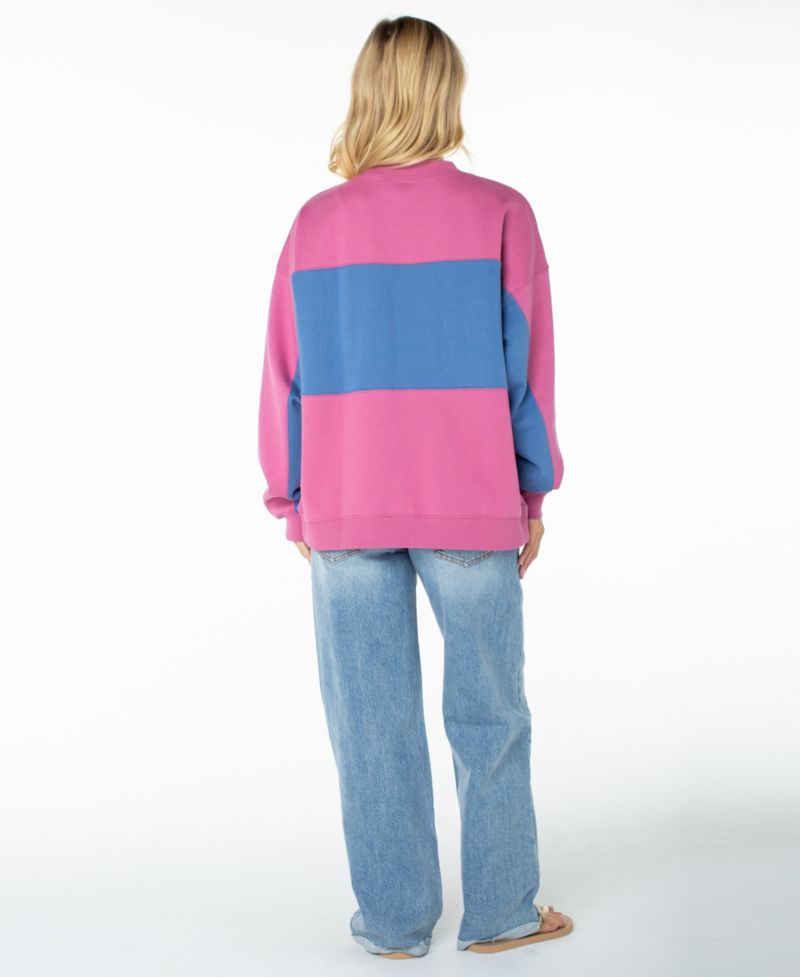 Women's Lineup Oversized Crew Colorblock Graphic Cotton-Blend Sweatshirt