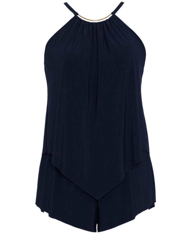 Women's Tummy Control Romper-Style One-Piece Swimsuit