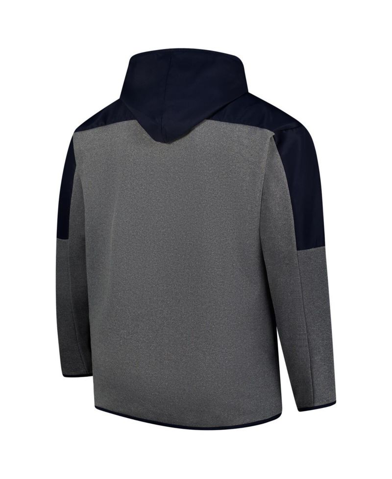 Men's Navy, Gray Michigan Wolverines Big & Tall Pieced Full-Zip Hoodie Jacket