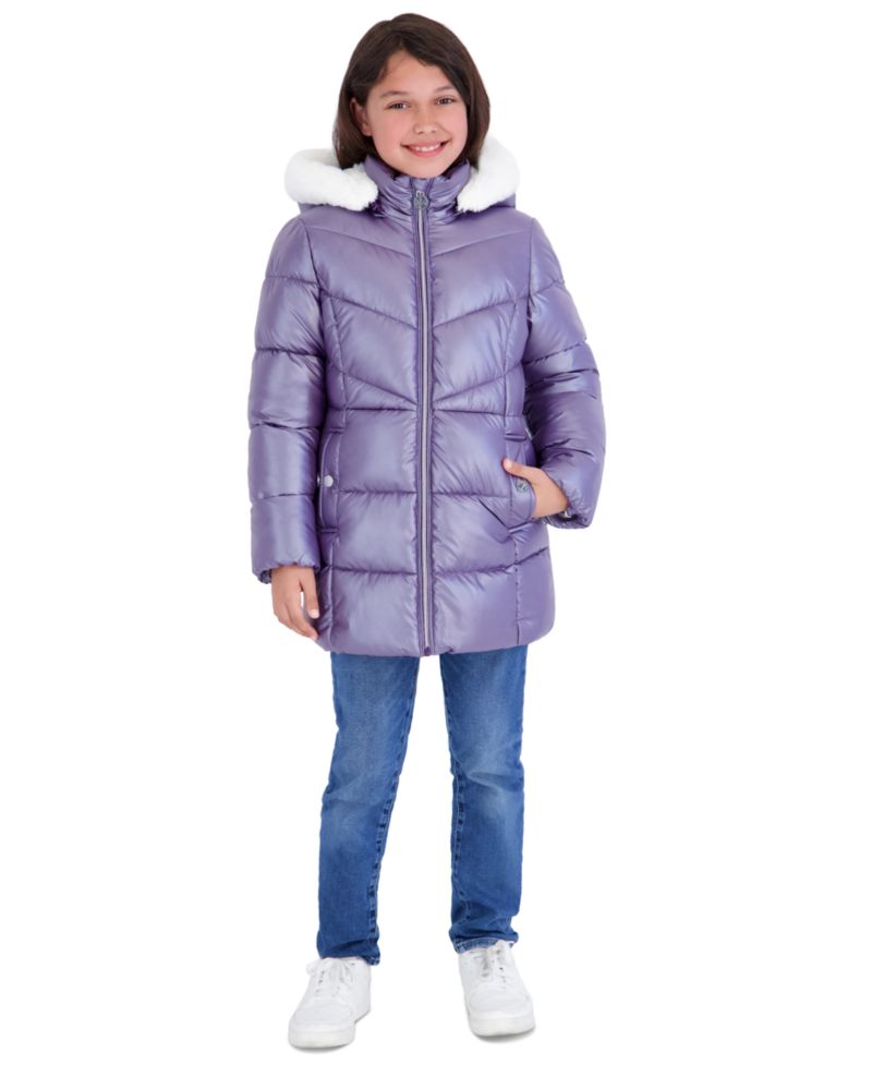 Toddler Girls' 2T-5T Pearlized Fabric Stadium Length Heavy Weight Jacket