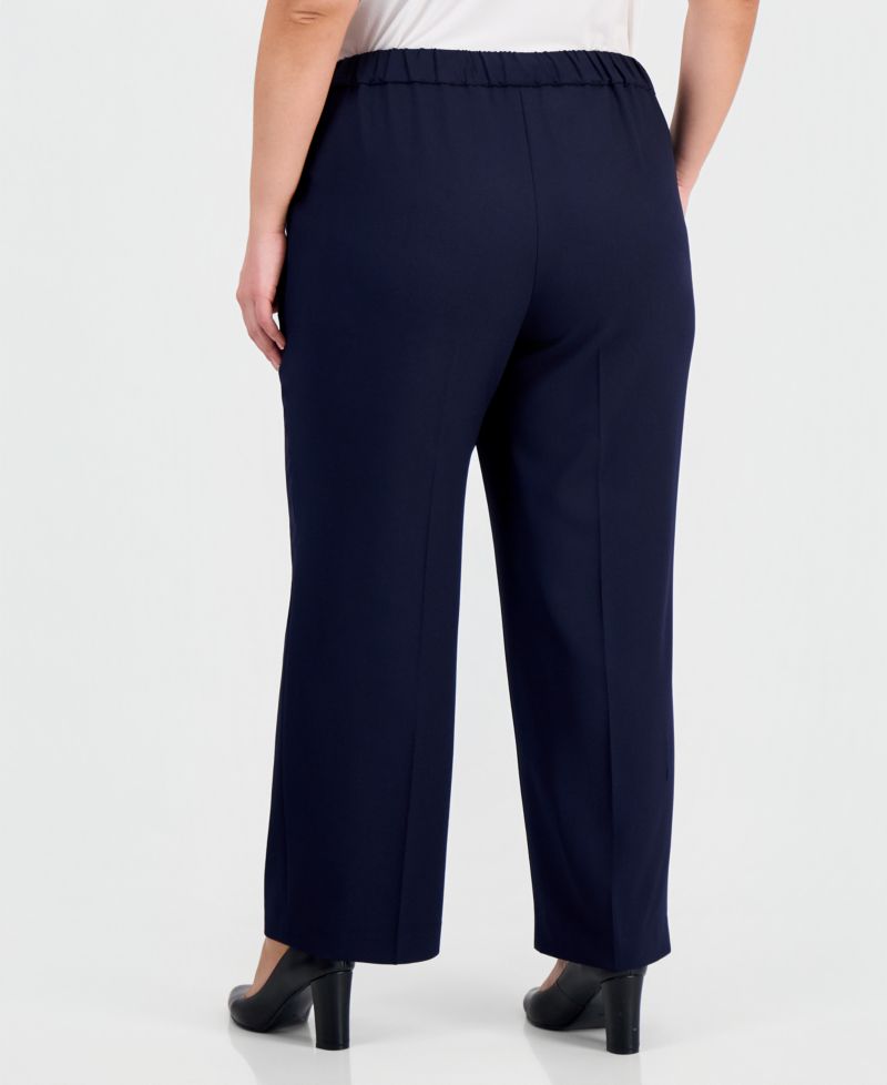 Plus Size One-Button 3/4-Sleeve 2 Piece Pantsuit