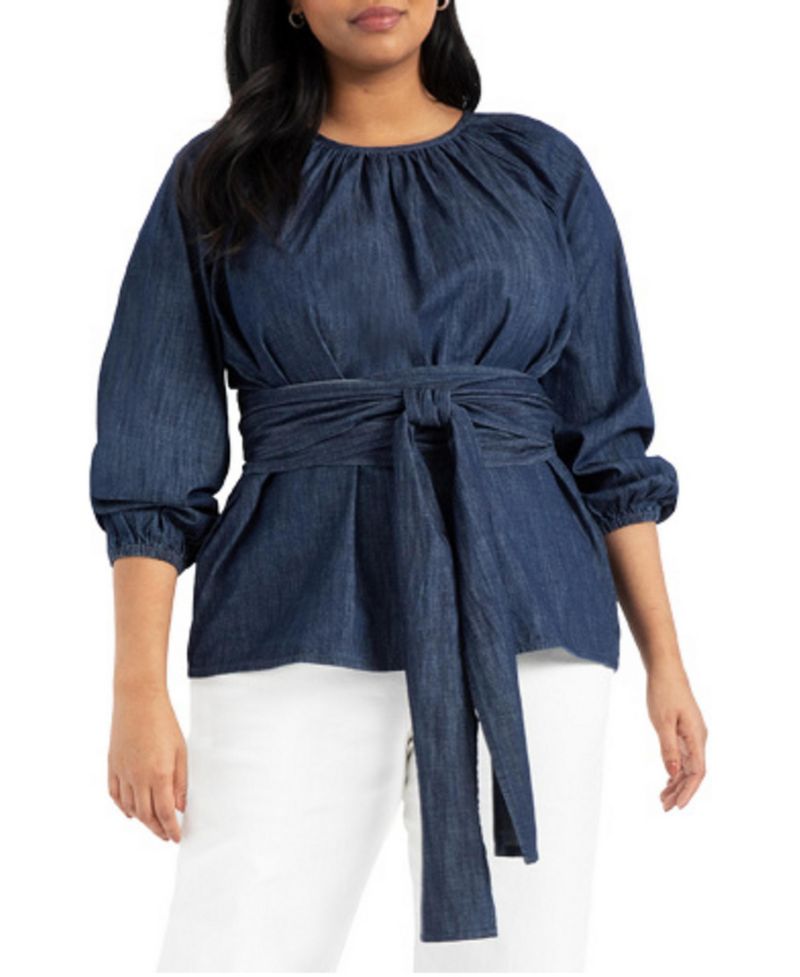 Women's Dramatic Faux Wrap Top