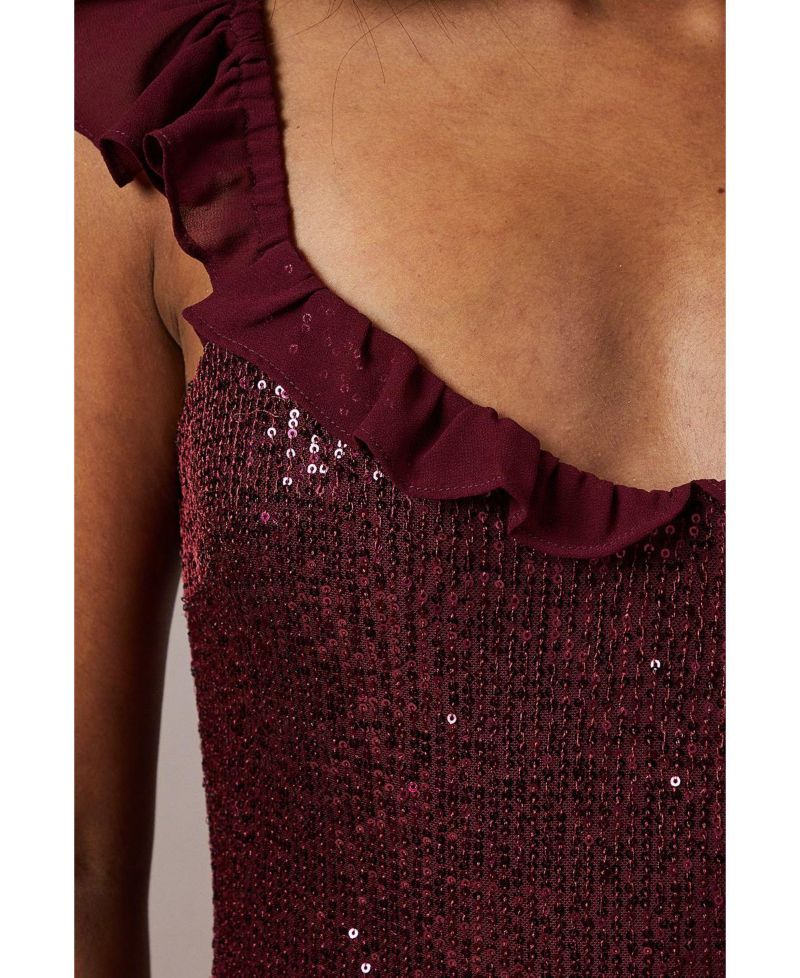 Women's Occasion Sequin Ruffle Midaxi Dress