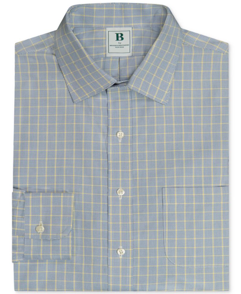 Men's Regular-Fit Navy Check Dress Shirt