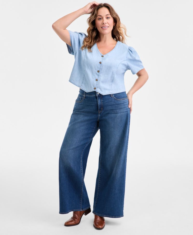 Plus Size Mid Rise 318 Shaping Wide-Leg Jeans