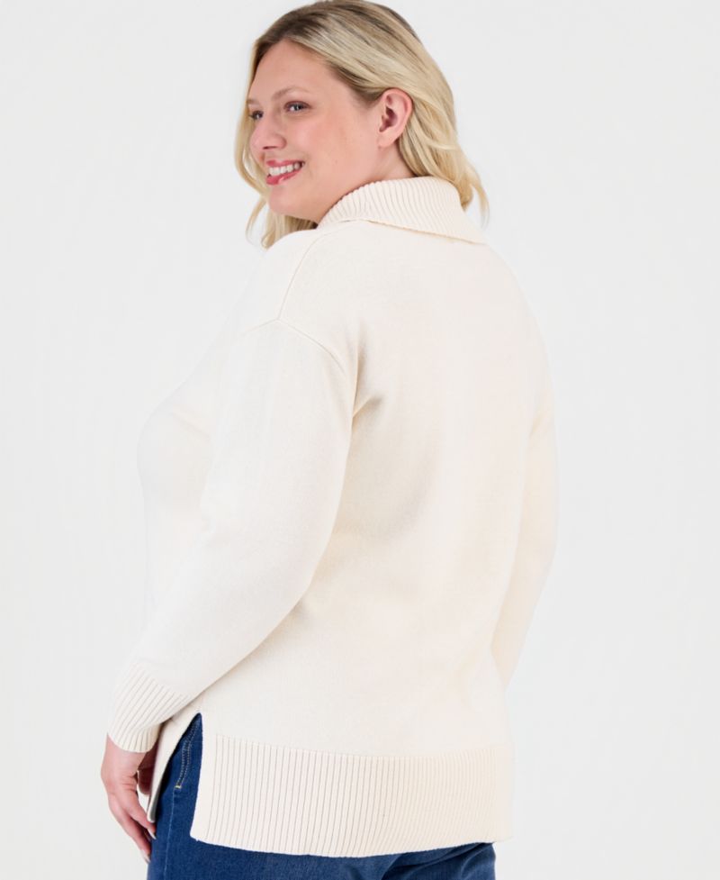 Petite Shawl Collar Cotton-Blend Sweater