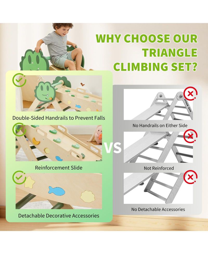 72.8 x 20.5 x 22.8 Inch Kids Climbing Frame Engineered Wood Toddler Indoor Play Gym Climbing Arch for Physical Fun, Wooden Frame
