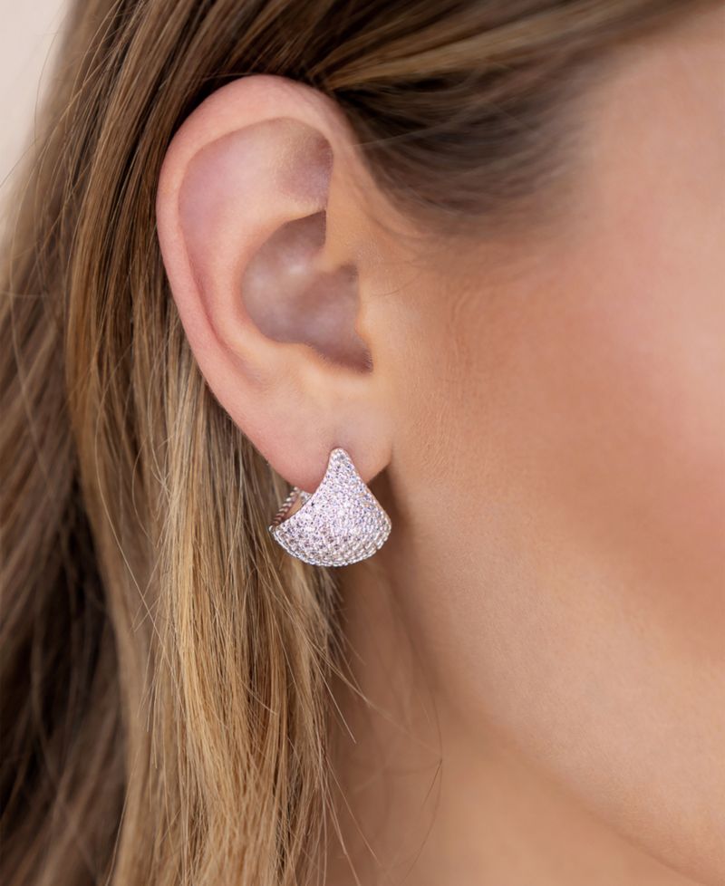 Pave Encrusted Huggies Hoops Earrings