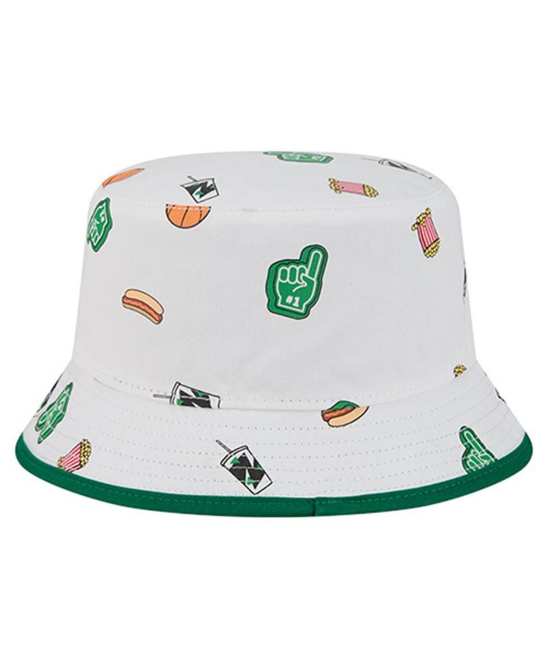 Men's White Boston Celtics Team Cheer Reversible Bucket Hat