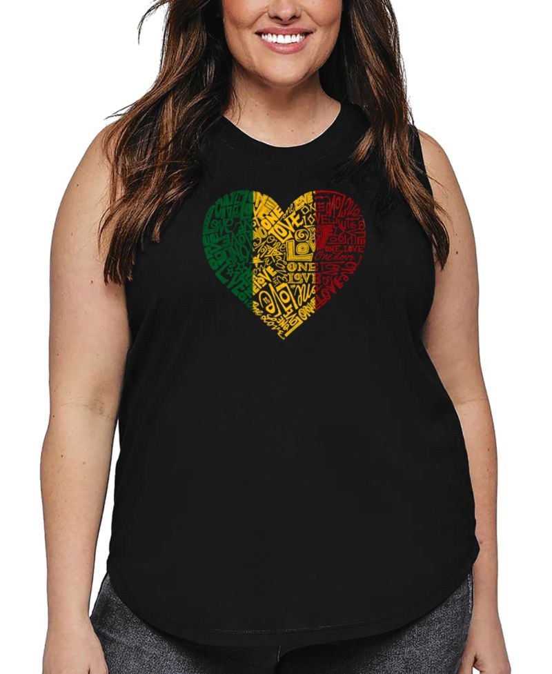 Plus Size One Love Heart Word Art Tank Top