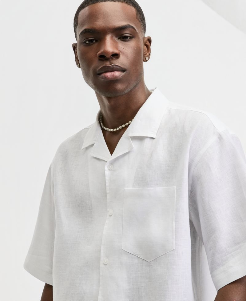 Men's Boxy-Fit Short-Sleeve Linen Camp Shirt