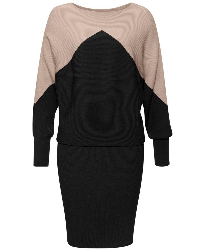 Women's Color-Block Ribbed-Knit Short Dress