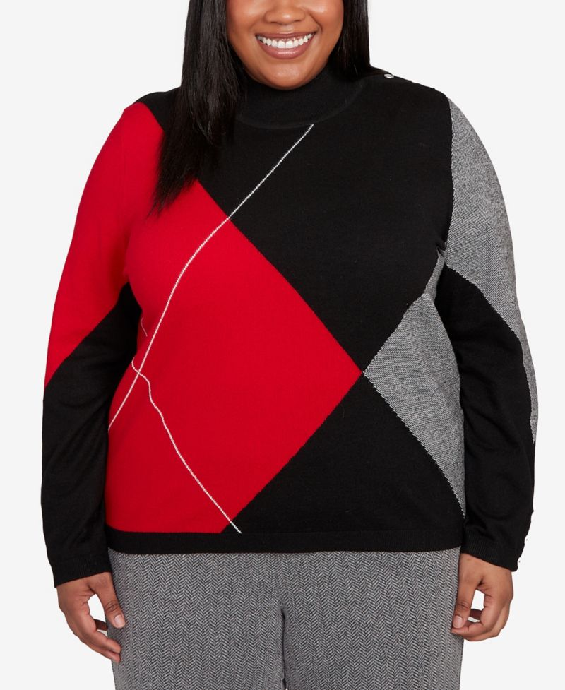 Plus Size Jet Setter Geometric Inner Two in One Sweater