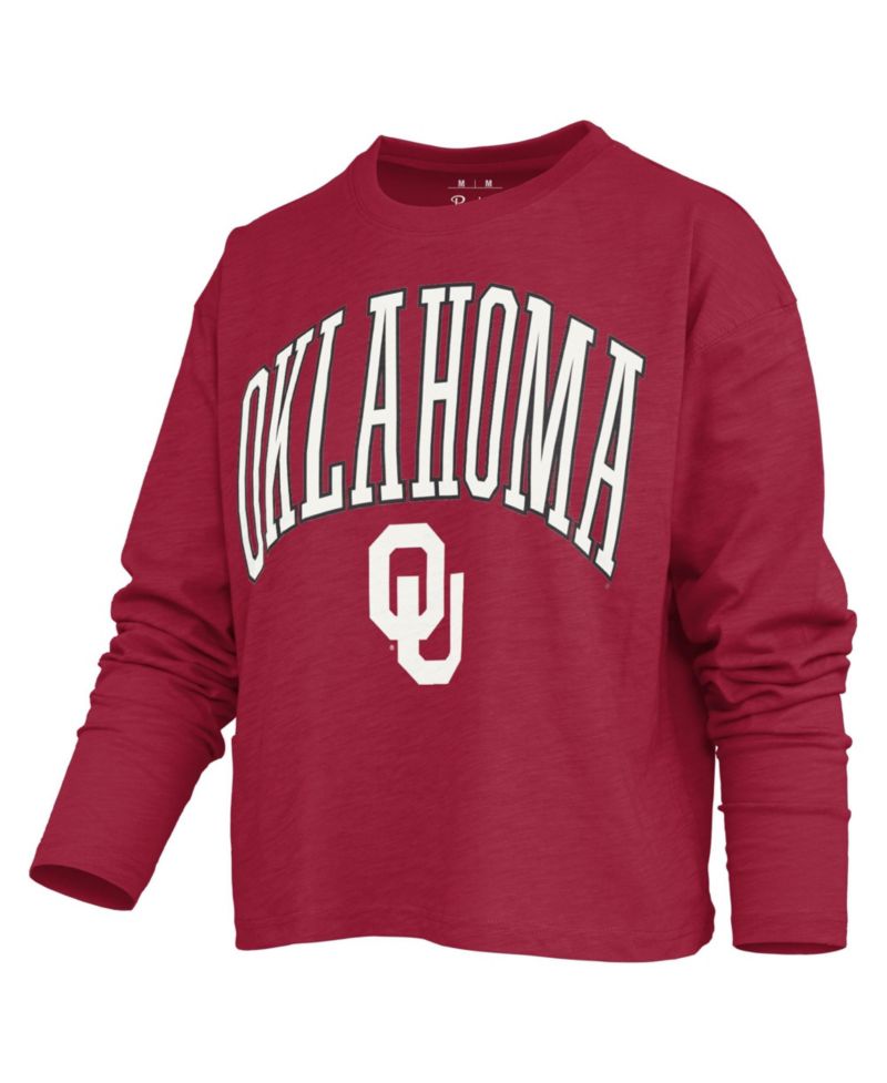 Women's Oklahoma Sooners Motley Boxy Waist-Length Long-Sleeve T-Shirt