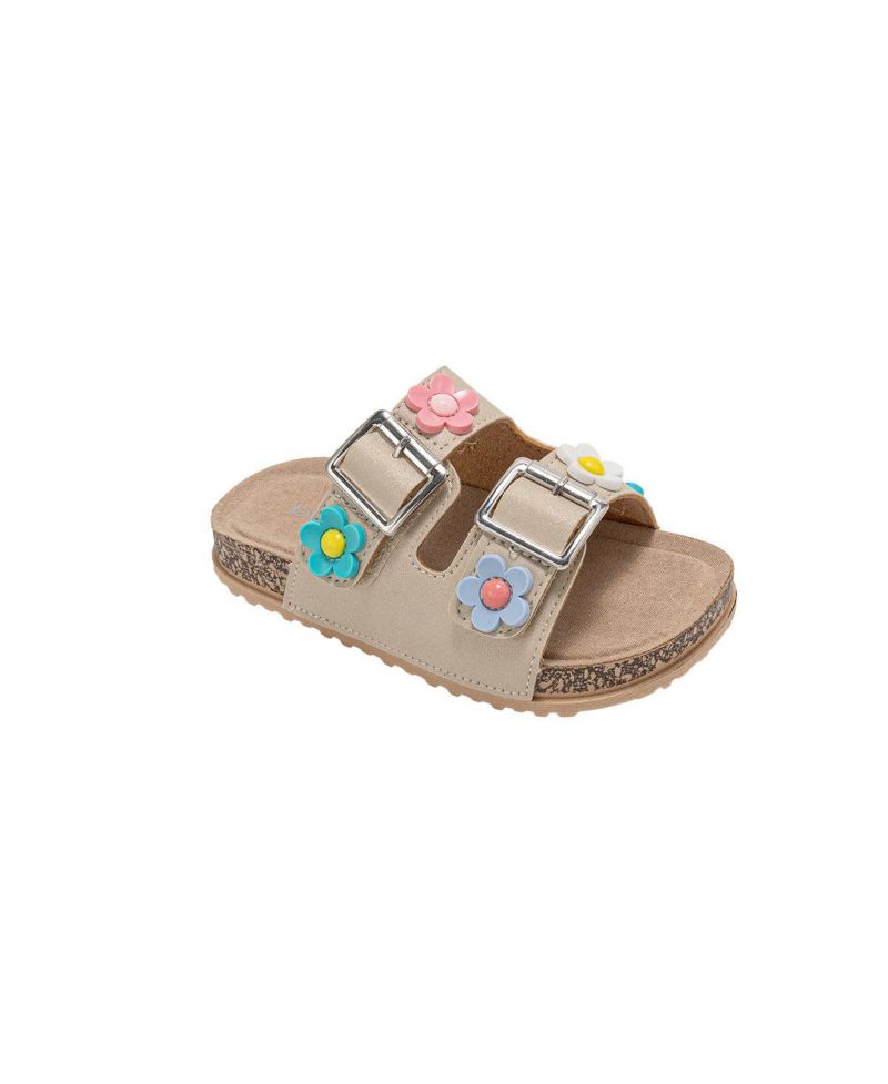 Big Girls Footbed Sandals - Lightweight and comfy, with Adjustable Buckles and Colorful Floral Charm Accents