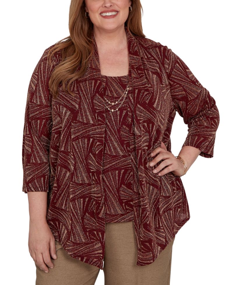 Plus Size Union Square Shimmer Abstract Two-in-One Top