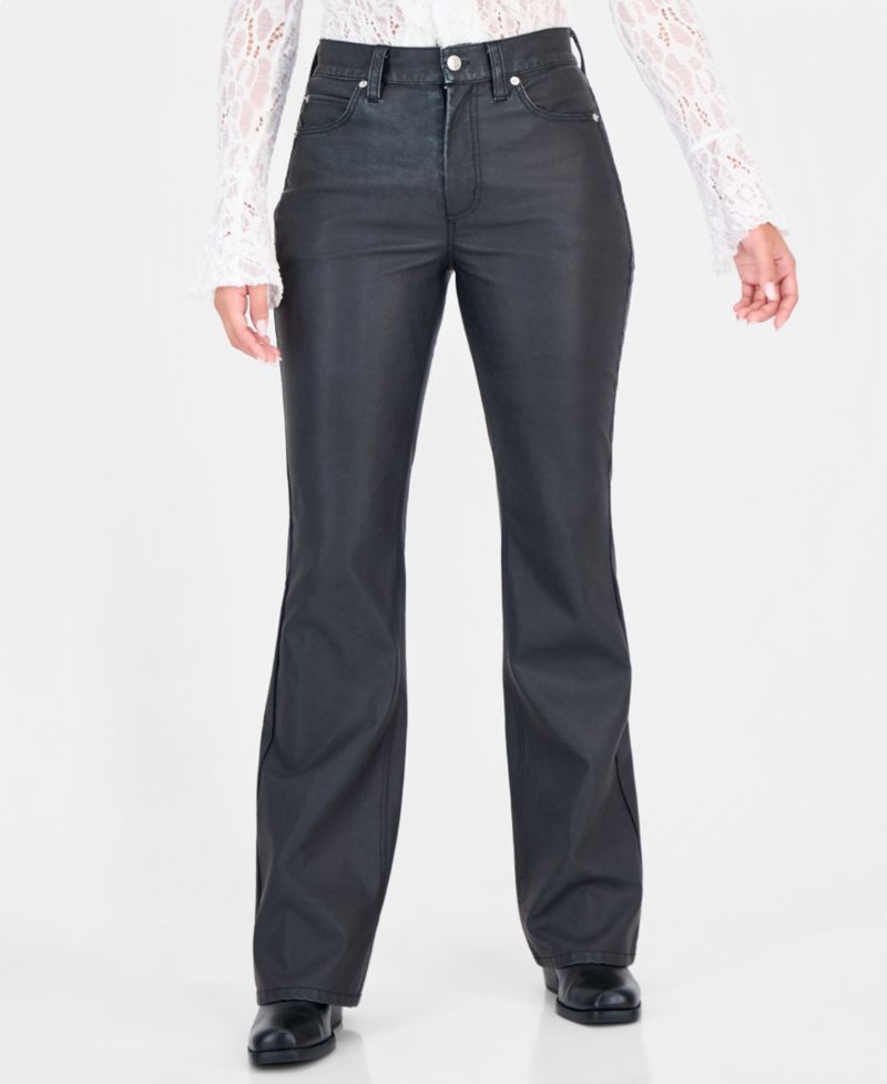 Women's Double Knot High-Waisted Bootcut Faux Leather Pants