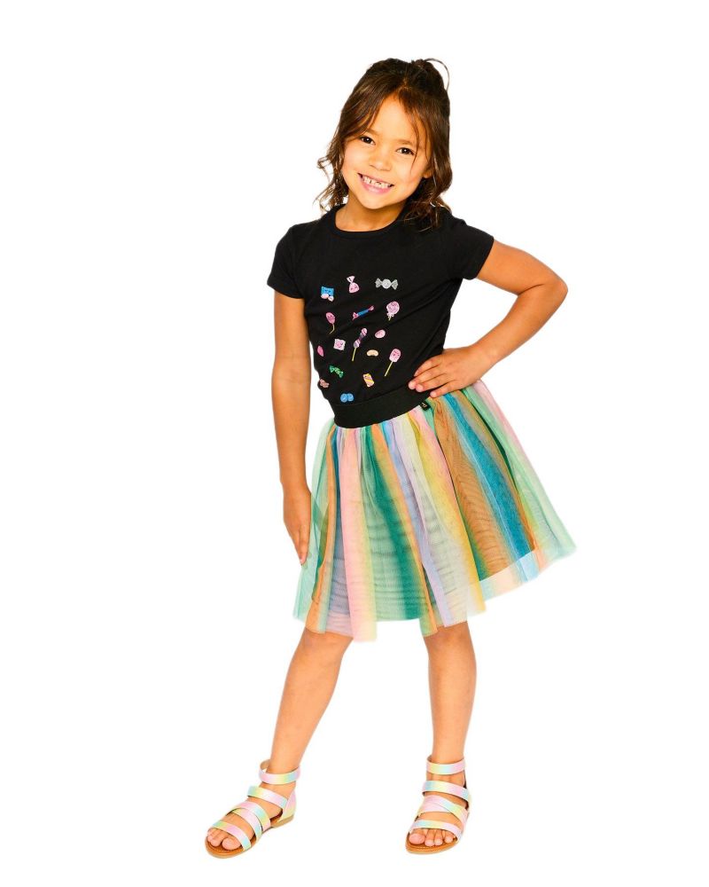 Big Girls Printed Mesh Skirt Multicolored