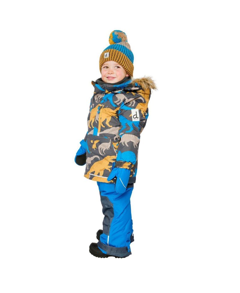 Little and Big Boy Two Piece Play Snowsuit Dinosaur Print with Pants
