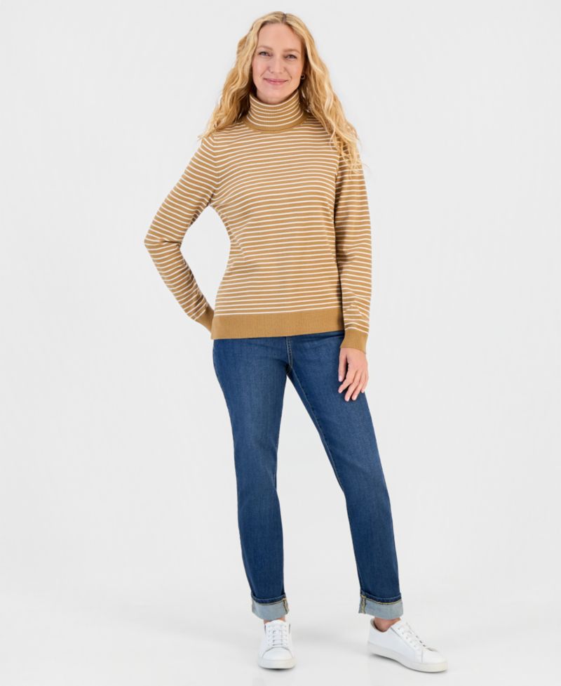 Women's Stripe Long-Sleeve Turtleneck Sweater