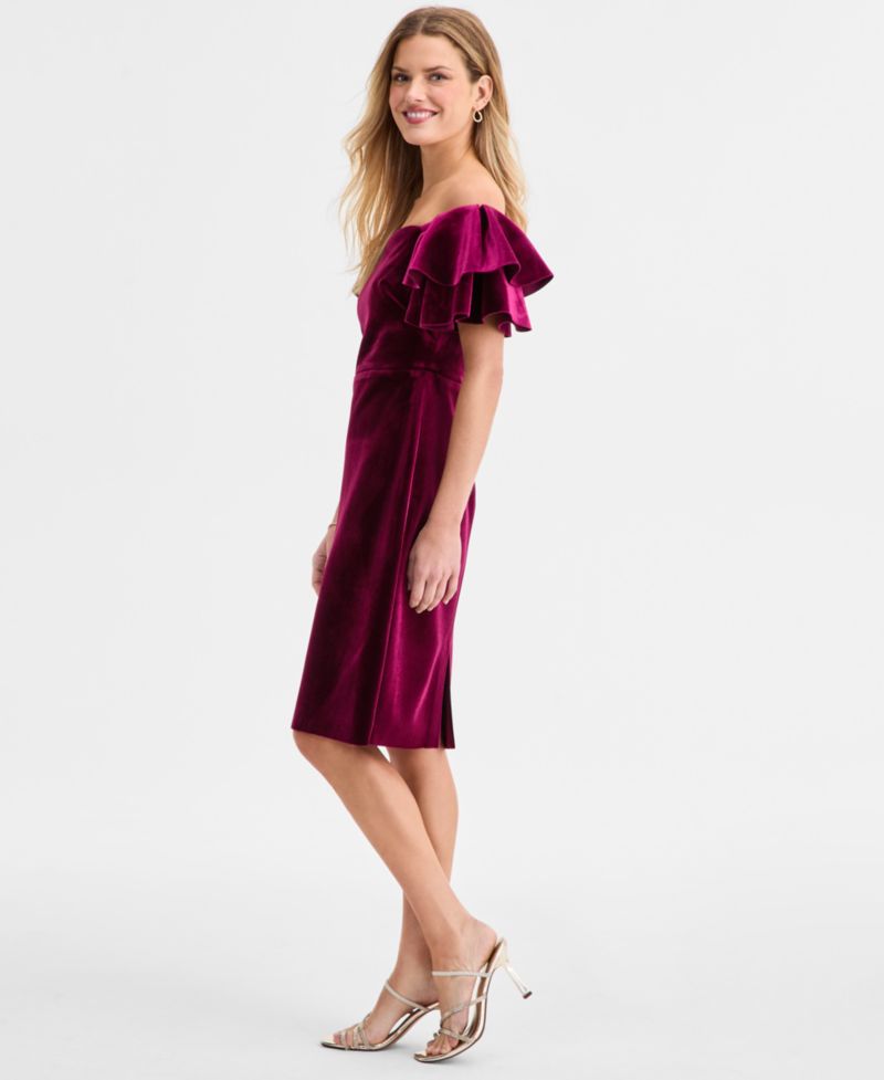 Women's Velvet Off-The-Shoulder Dress