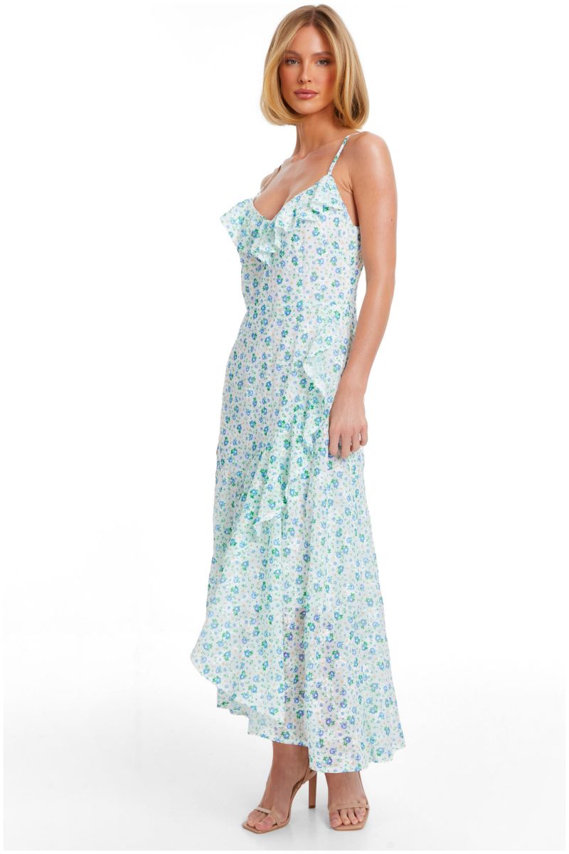 Women's Chiffon Jacquard Strappy Maxi Dress