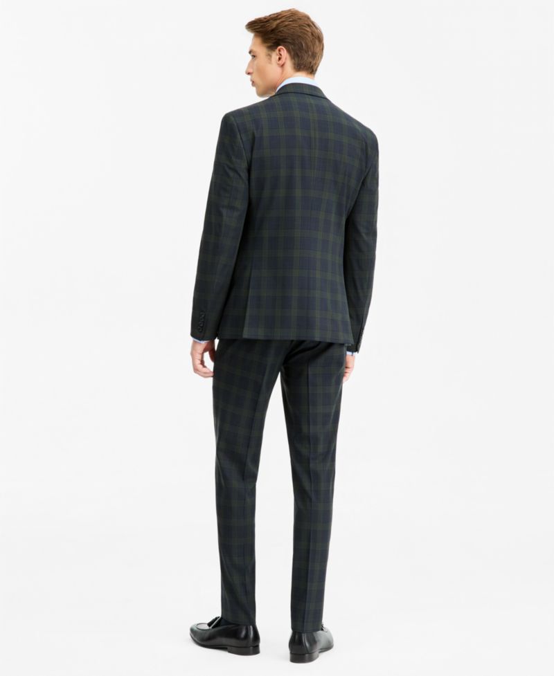 Men's Slim-Fit Green Tartan Suit Separates Pants
