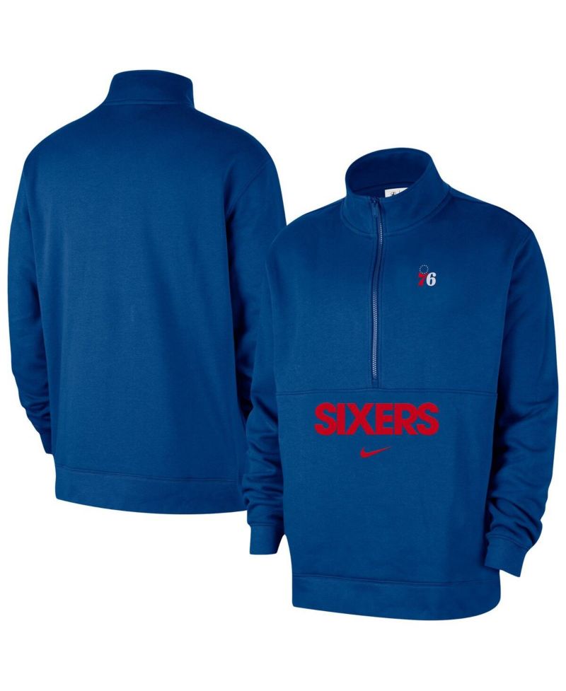 Men's Blue Philadelphia 76ers Courtside Club Half-Zip Jacket