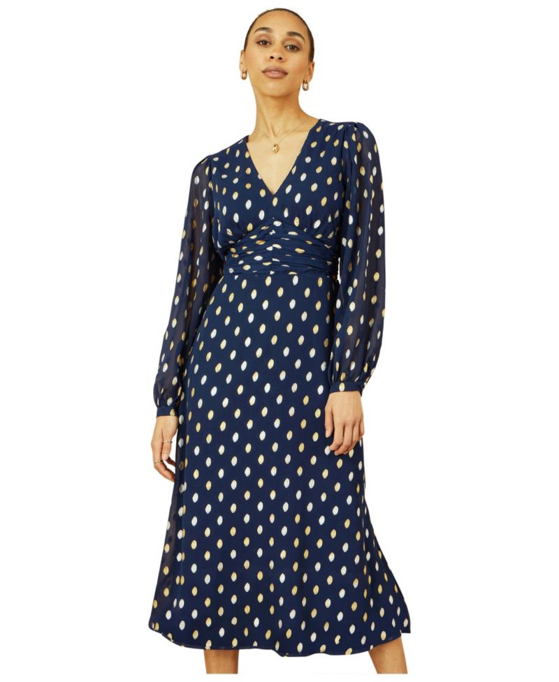 Women's Elegant Foil Print Midi Dress
