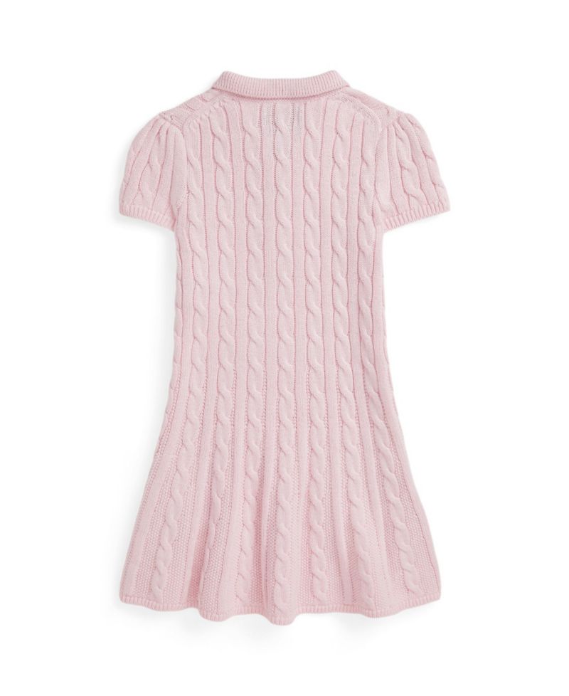 Girls' 2T-6X Cable-Knit Polo Sweater Dress