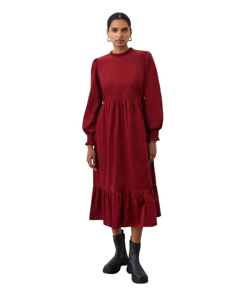 Women's Esme Long-Sleeve Functional-Pocket Corduroy Midi Dress