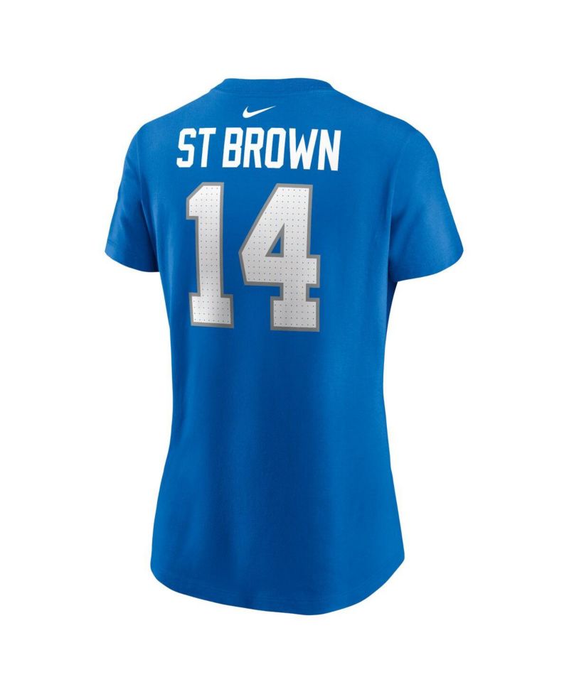 Women's Amon-Ra St. Brown Blue Detroit Lions Player Name & Number T-Shirt