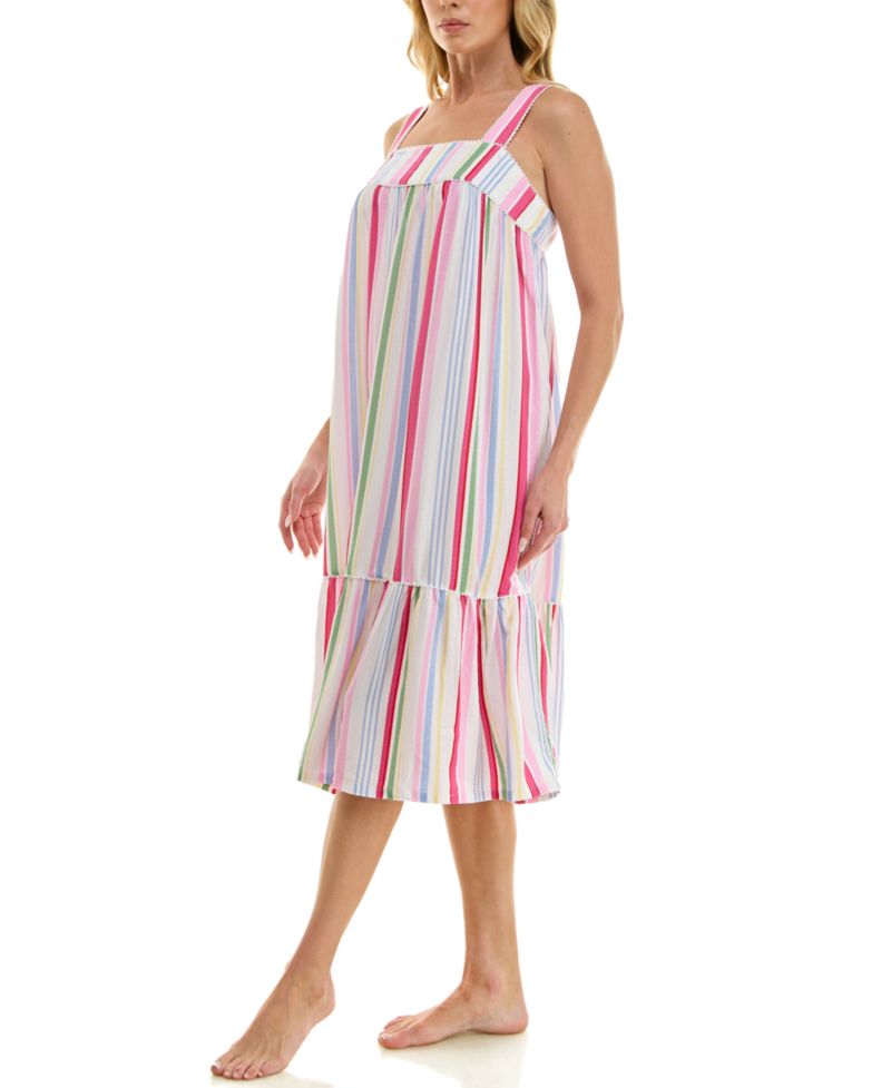 Women's Sleeveless Square Neck Tiered Nightgown