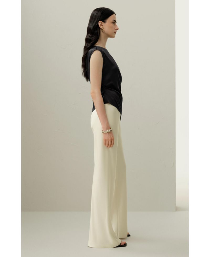 Women's Stretch Charmeuse Asymmetric Top