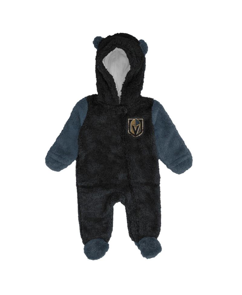 Newborn Black Vegas Golden Knights Stay Napping Fleece Bunting Full-Zip Hooded Sleeper