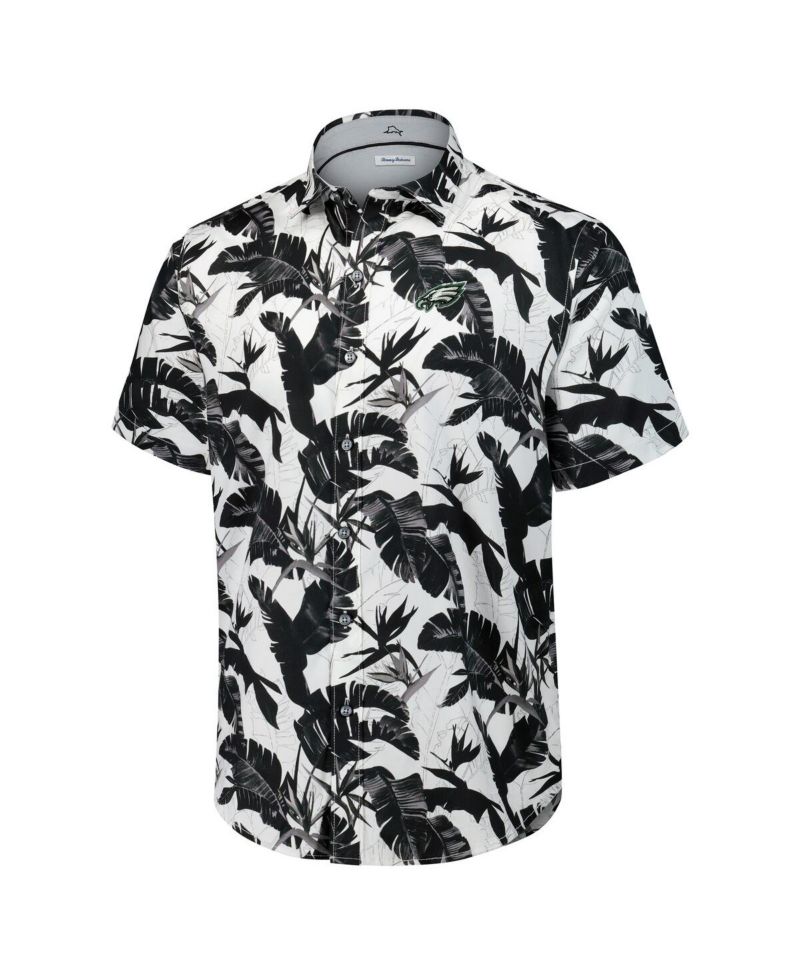 Men's Black Philadelphia Eagles Sunnyvale Blooms Camp Button-Up Shirt