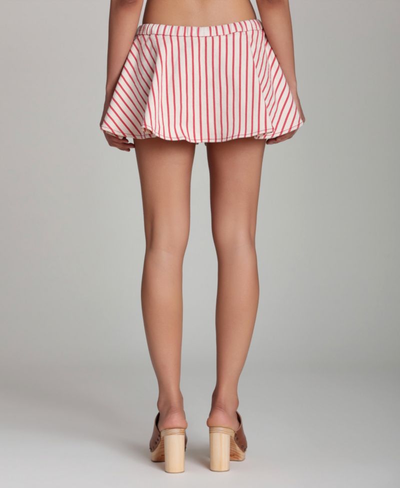 Women's Striped Drawstring Mini Skort