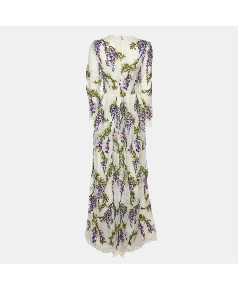 Women's Pre-Owned Dolce and Gabbana Multicolor Floral Embroidered Mesh Wisteria Maxi Dress