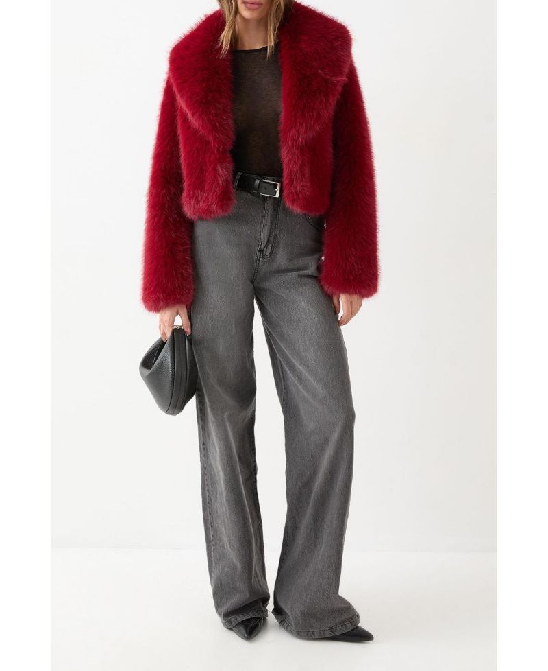 Women's Faux Fur Cropped Collar Coat