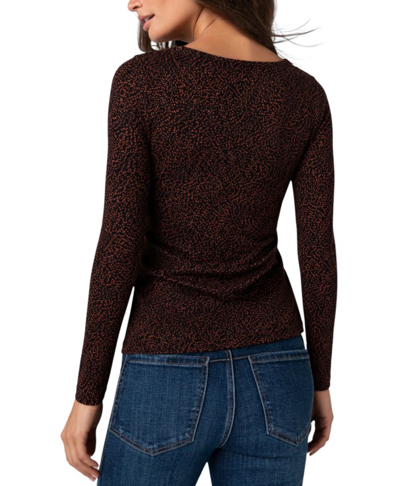 Women's Long-Sleeve Boat Neck Jersey-Knit Blouse