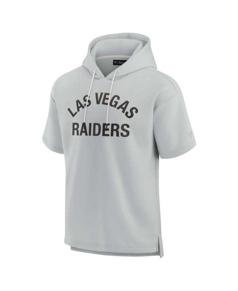 Men's and Women's Gray Las Vegas Raiders Super Soft Fleece Short Sleeve Hoodie
